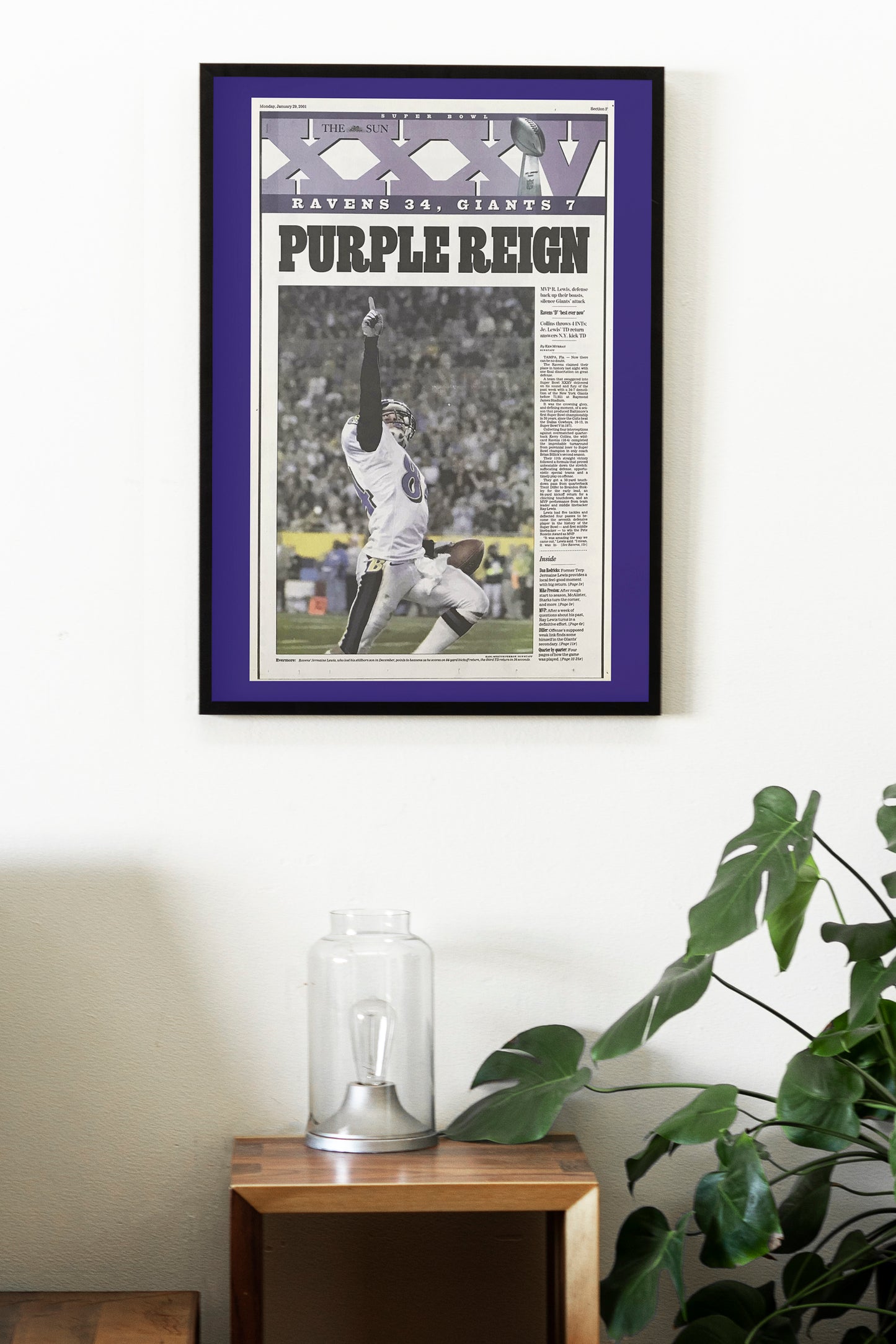 Baltimore Ravens 2001 Super Bowl NFL Champions Front Cover The Sun Newspaper Poster