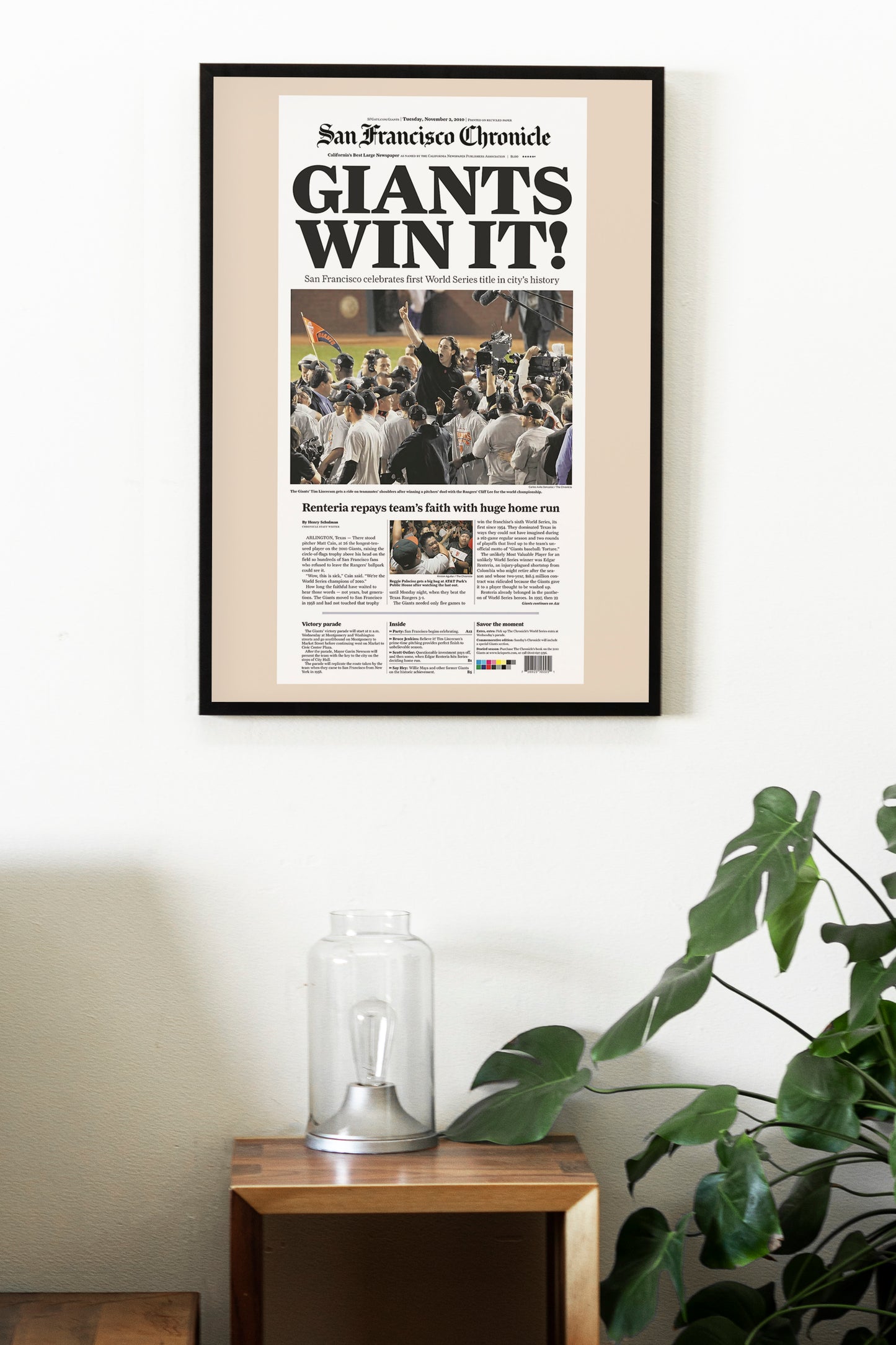 San Francisco Giants 2010 World Series MLB Champions Front Cover San Francisco Chronicle Newspaper Poster