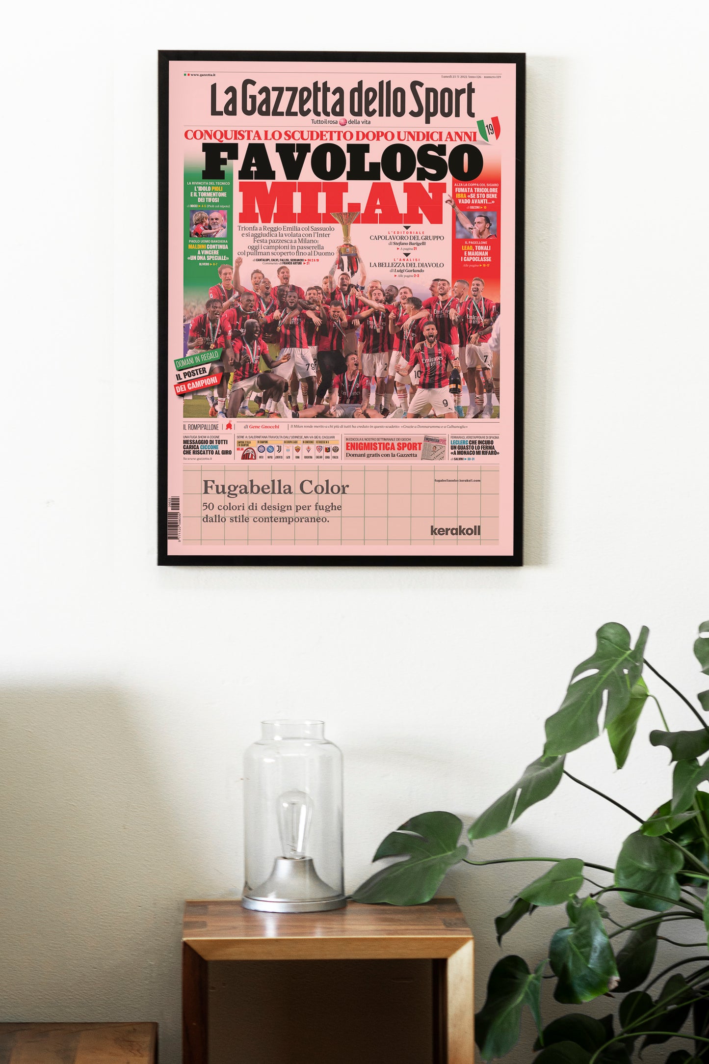AC Milan 2021/2022 Seria A Champions Newspaper Front Cover Poster