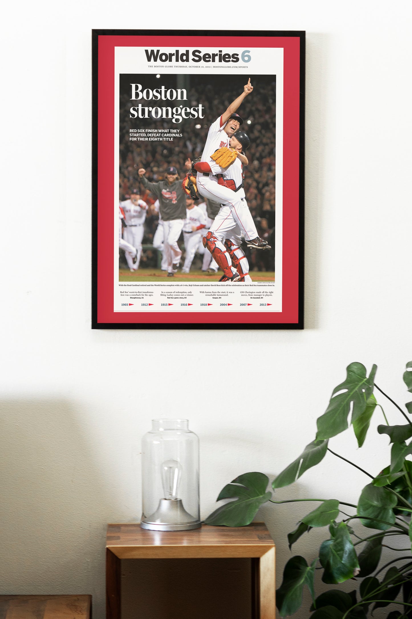 Boston Red Sox 2013 World Series MLB Champions Front Cover The Boston Globe Newspaper Poster