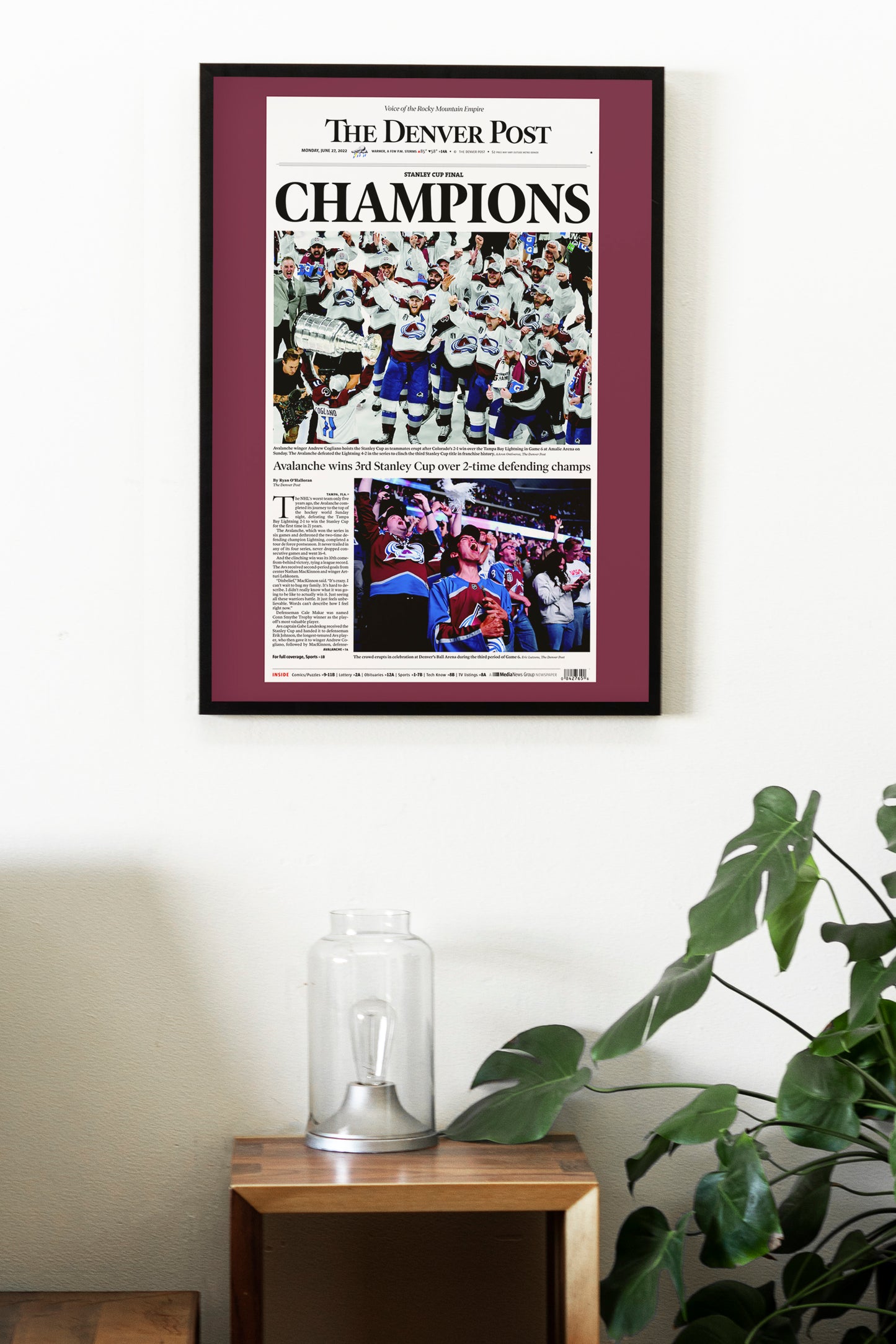 Colorado Avalanche 2022 NHL Stanley Cup Champions Front Cover The Denver Post Poster