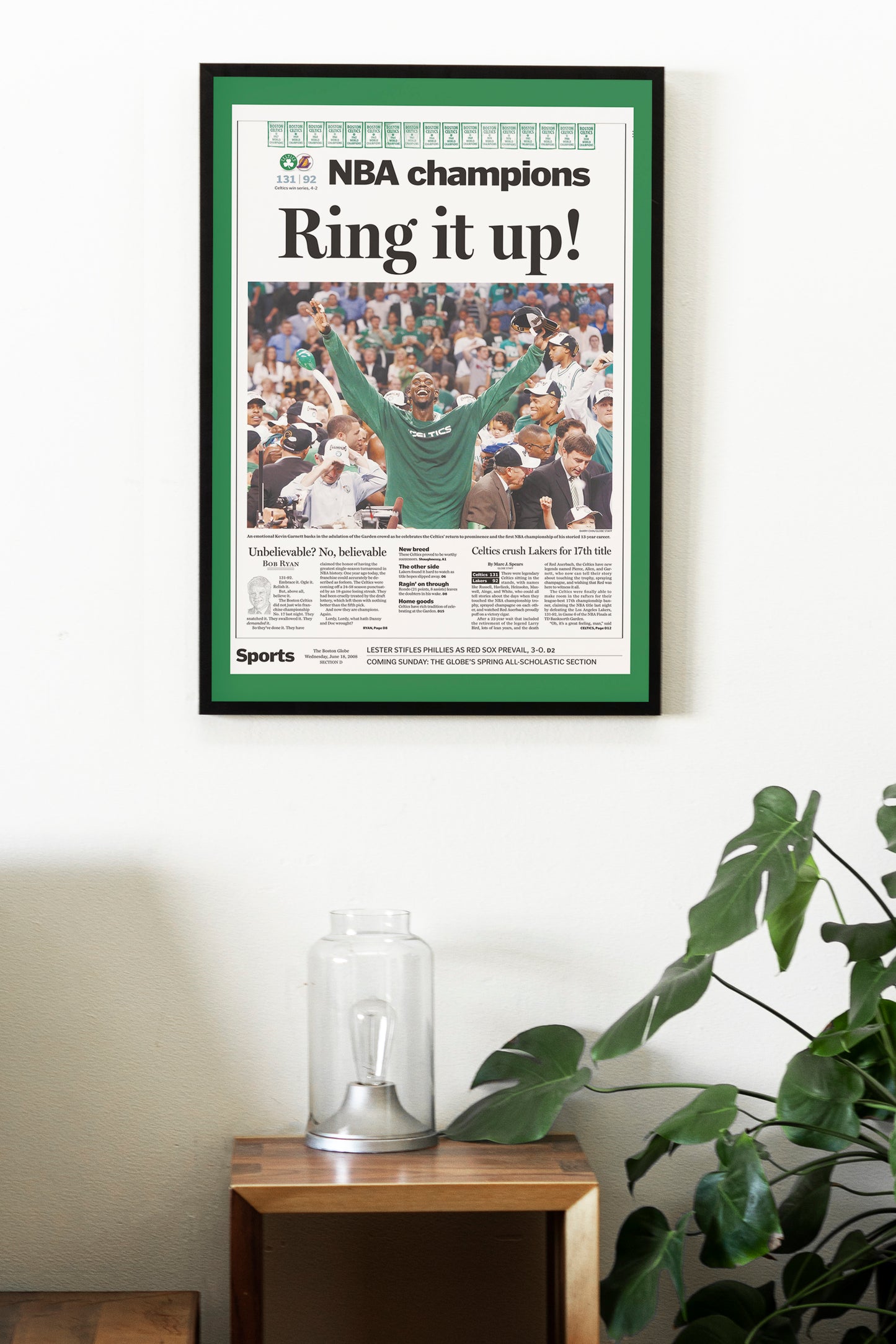 Boston Celtics 2008 NBA Champions Front Cover The Boston Globe Newspaper Poster