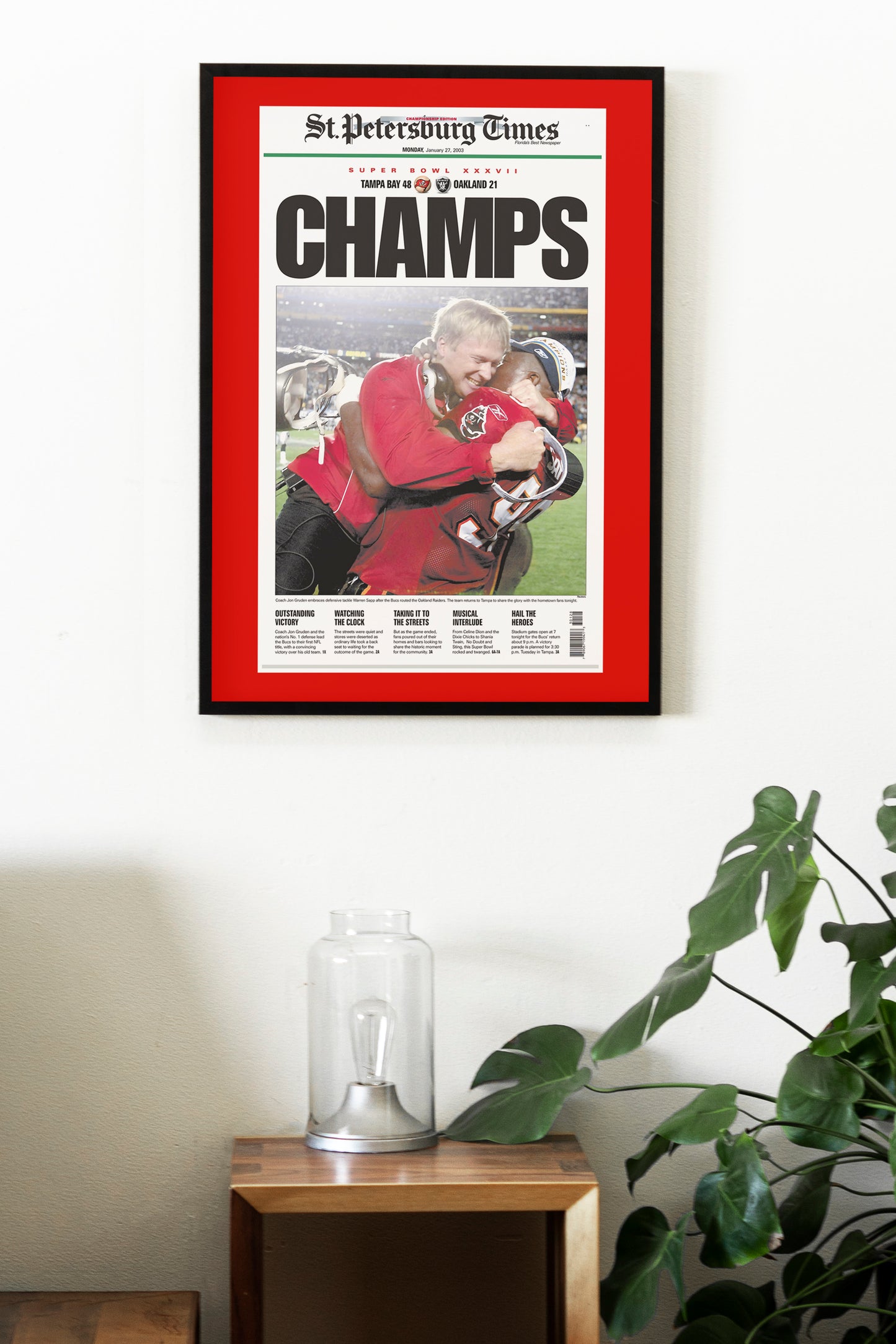 Tampa Bay Buccaneers 2003 Super Bowl NFL Champions Front Cover St Petersburg Times Newspaper Poster