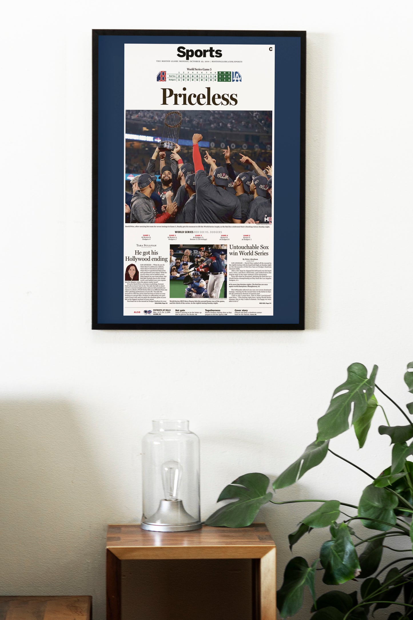 Boston Red Sox 2018 World Series MLB Champions Front Cover The Boston Globe Newspaper Poster