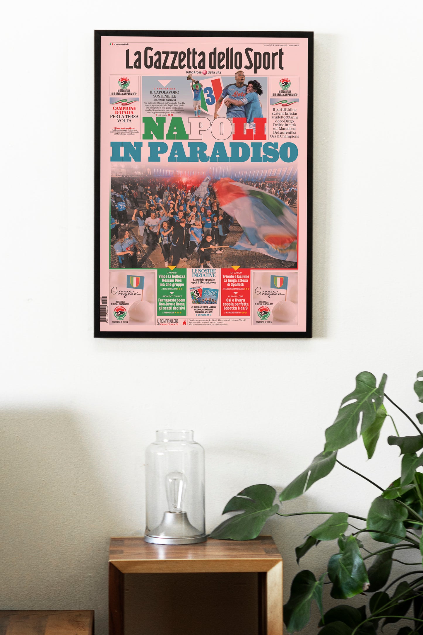Napoli 2022 / 2023 Seria A Champions Newspaper Front Cover Poster