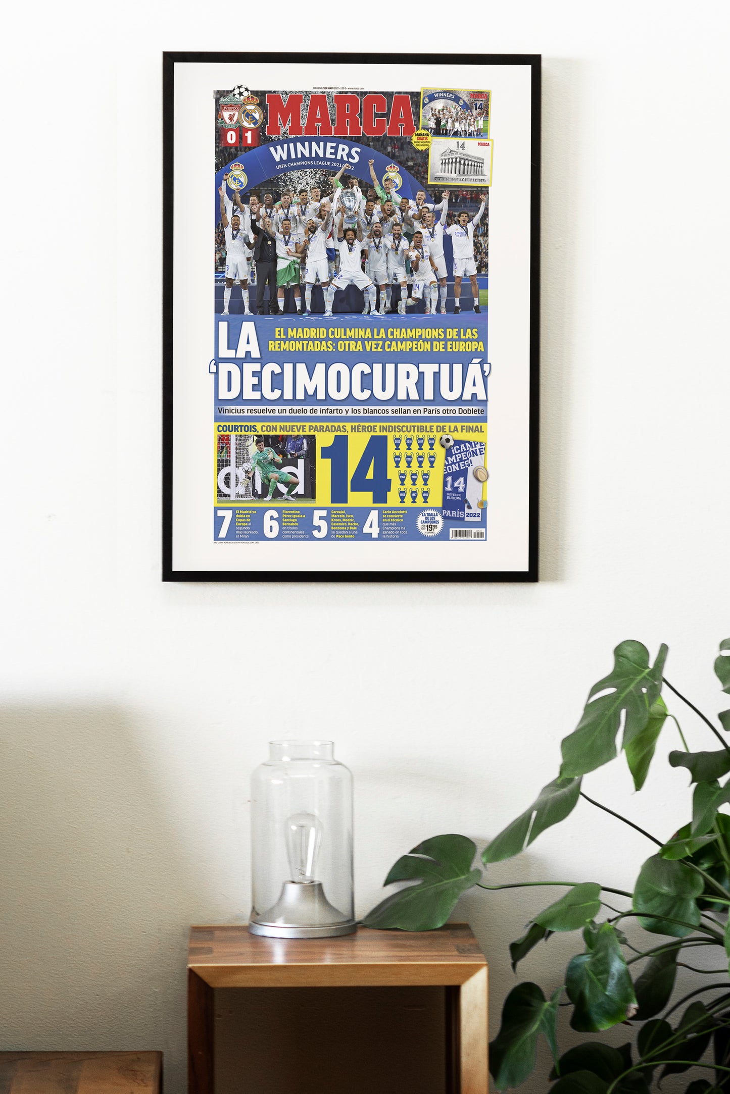 Real Madrid 2022 Champions League Front Cover Marca Poster, Football Club Print