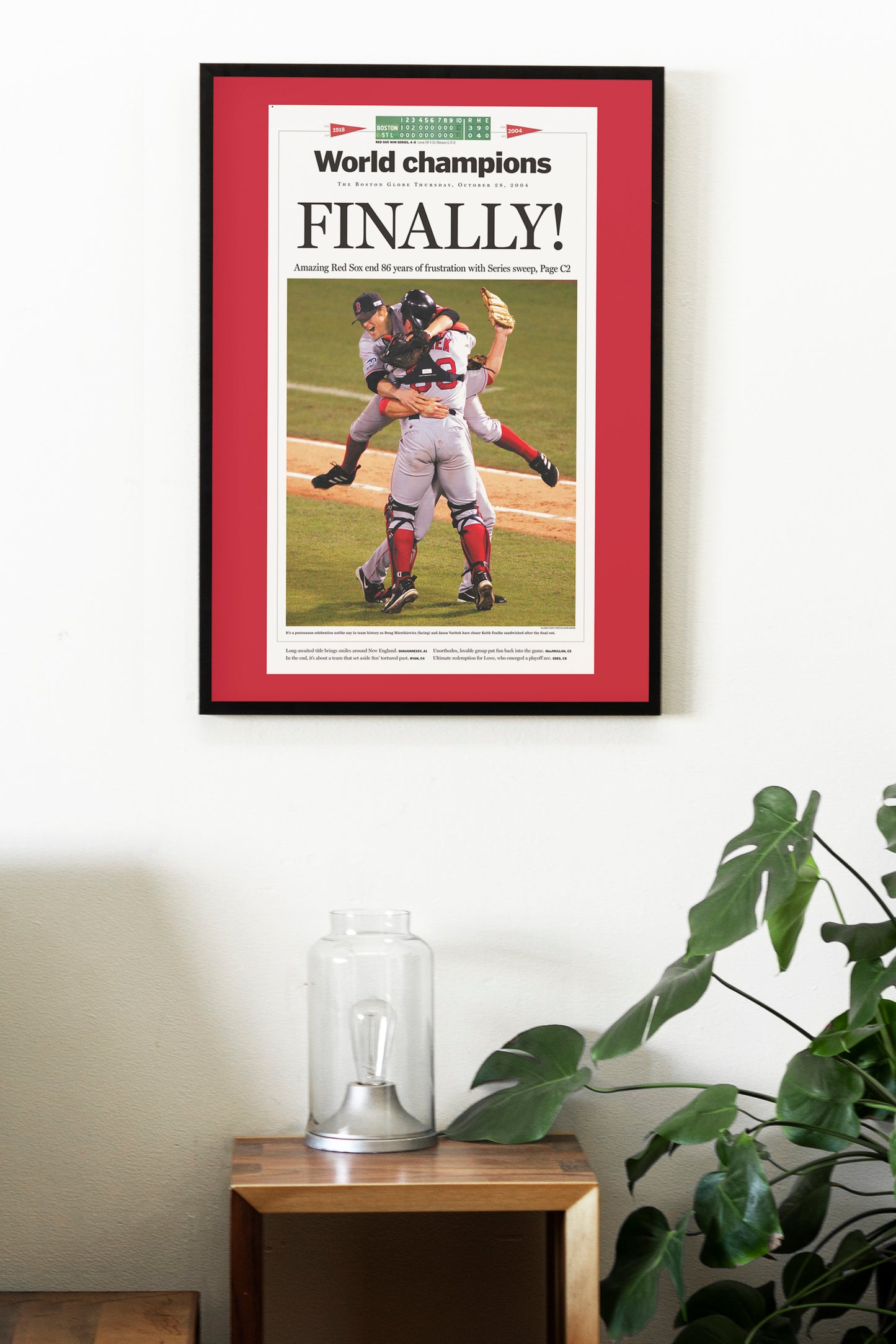 Boston Red Sox 2004 World Series MLB Champions Front Cover The Boston Globe Newspaper Poster