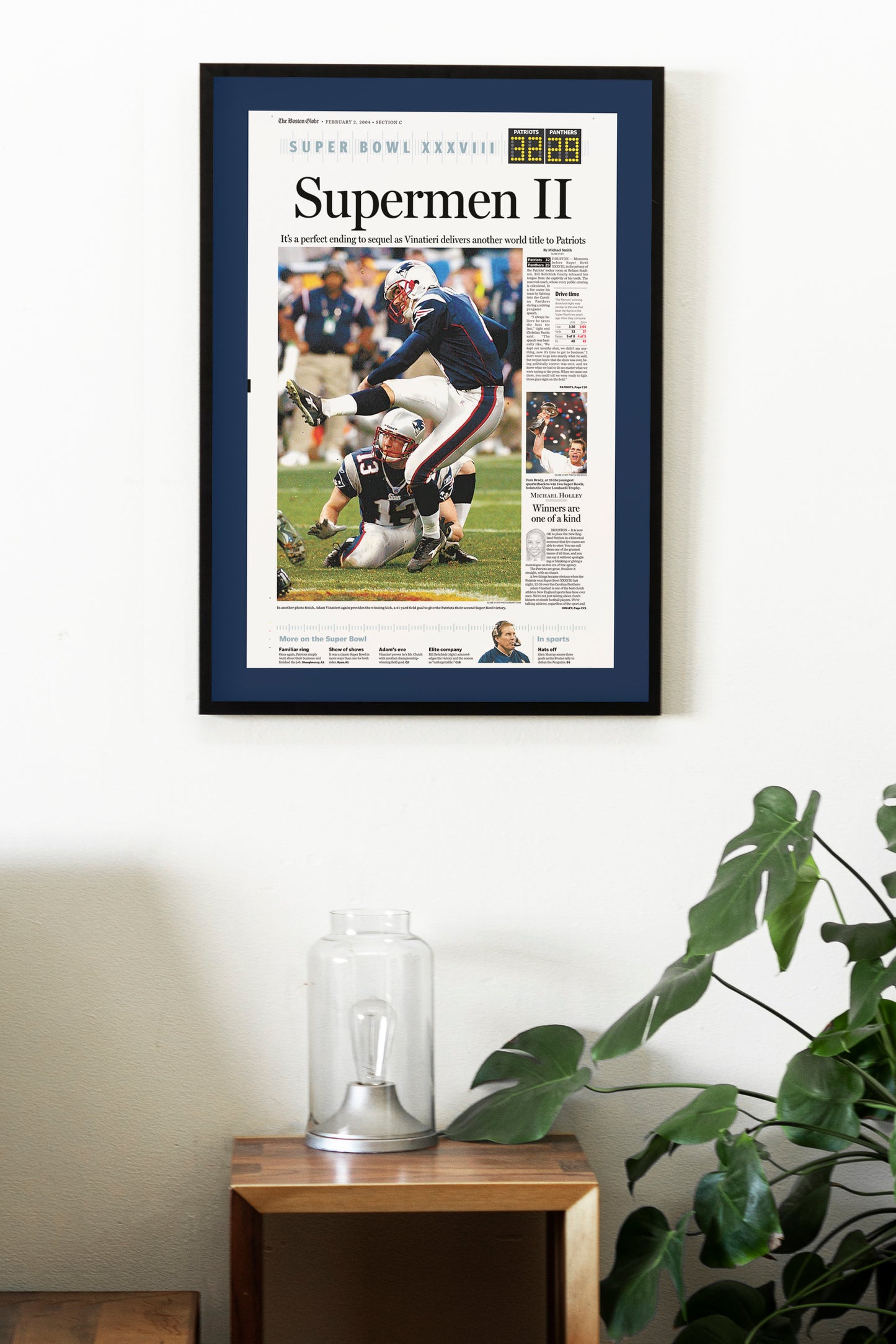 New England Patriots 2004 Super Bowl NFL Champions Front Cover The Boston Globe Newspaper Poster