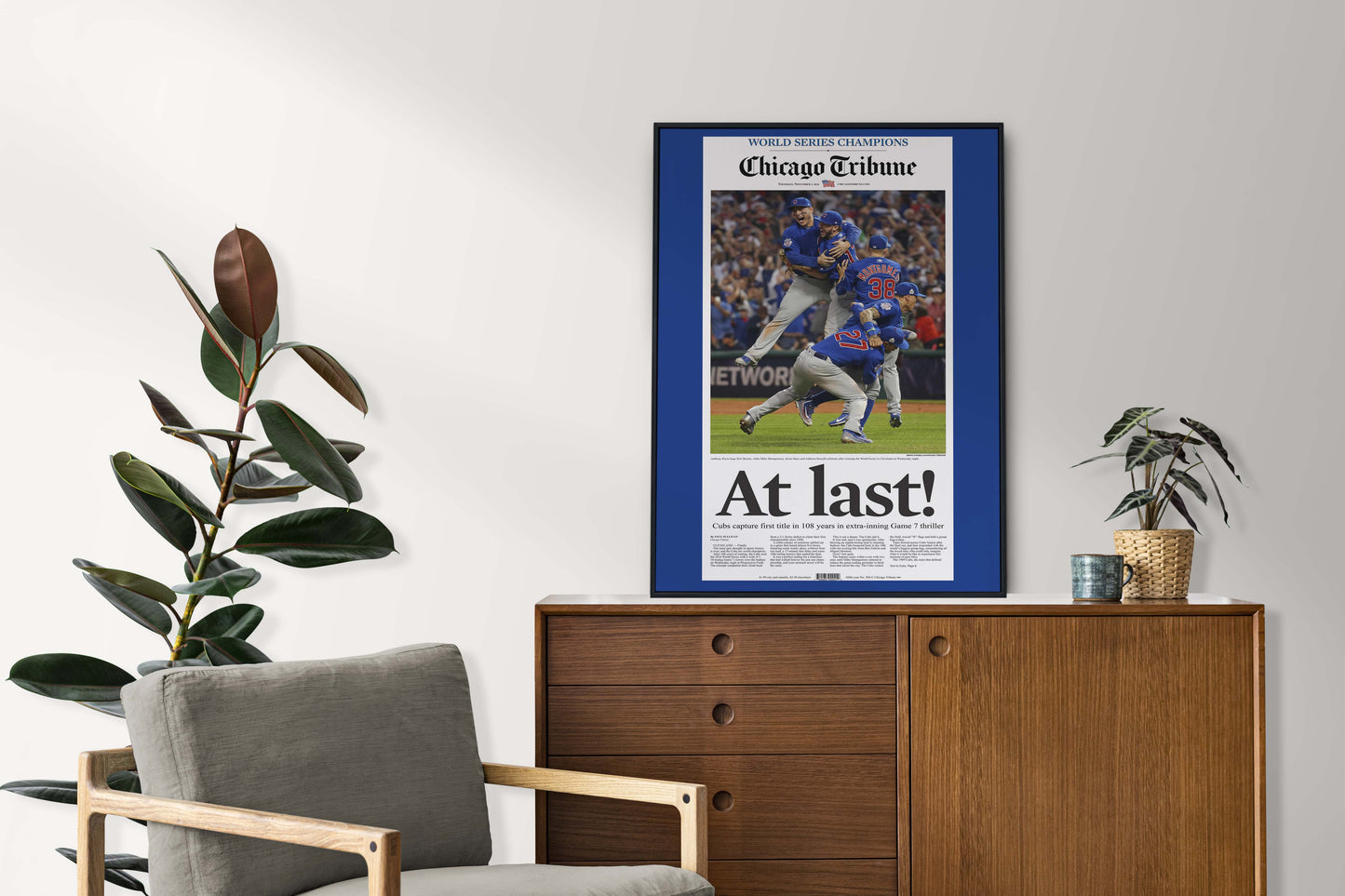 Chicago Cubs 2016 World Series MLB Champions Front Cover Chicago Tribune Newspaper Poster