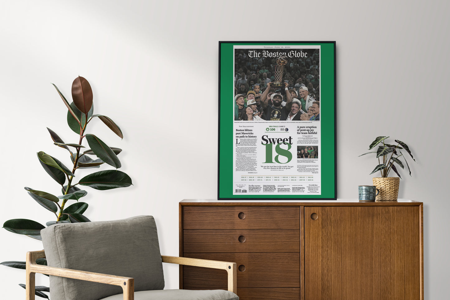 Boston Celtics 2024 NBA Champions Front Cover The Boston Globe Newspaper Poster