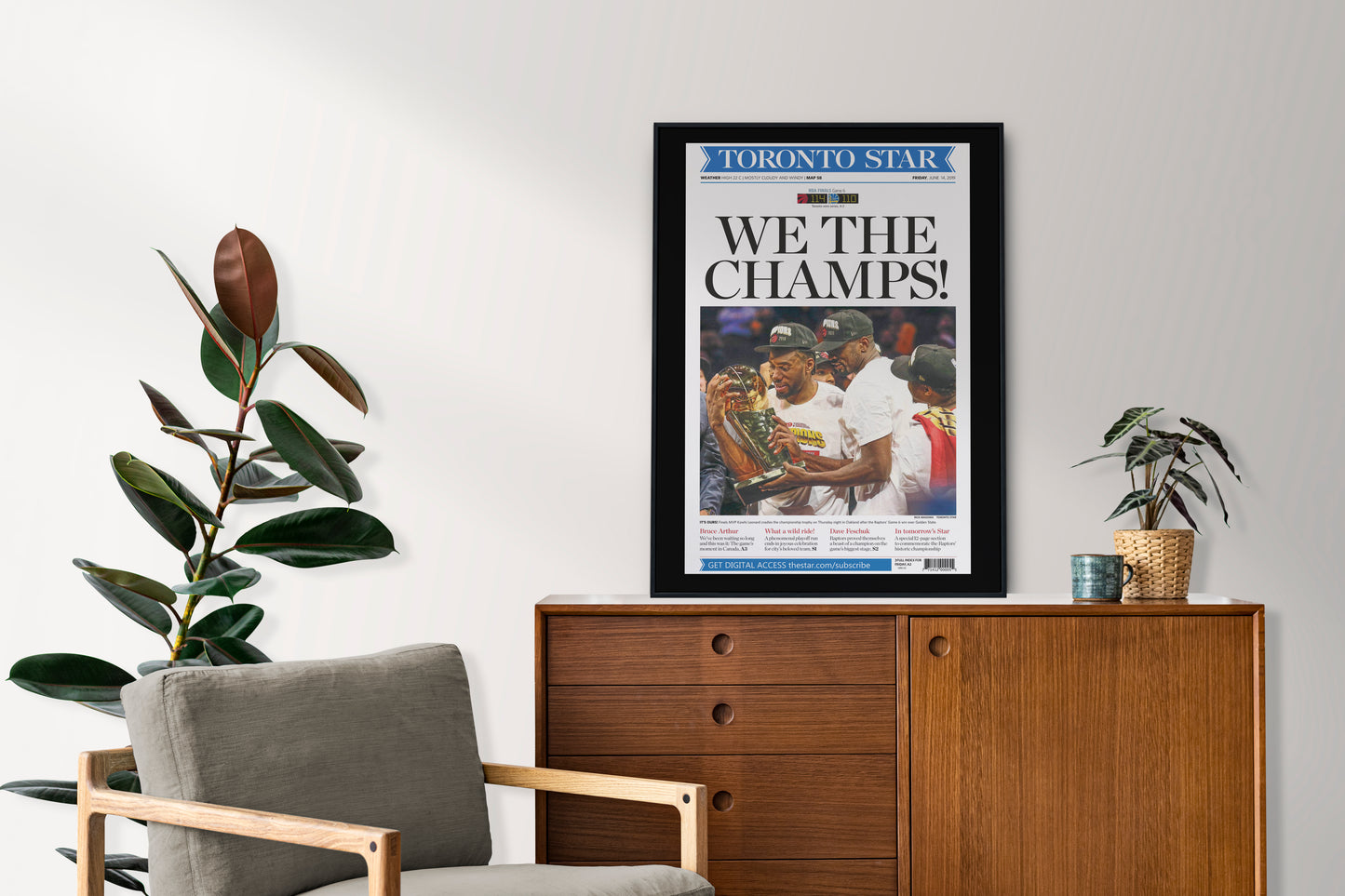 Toronto Raptors 2019 NBA Champions Front Cover Toronto Star Newspaper Poster