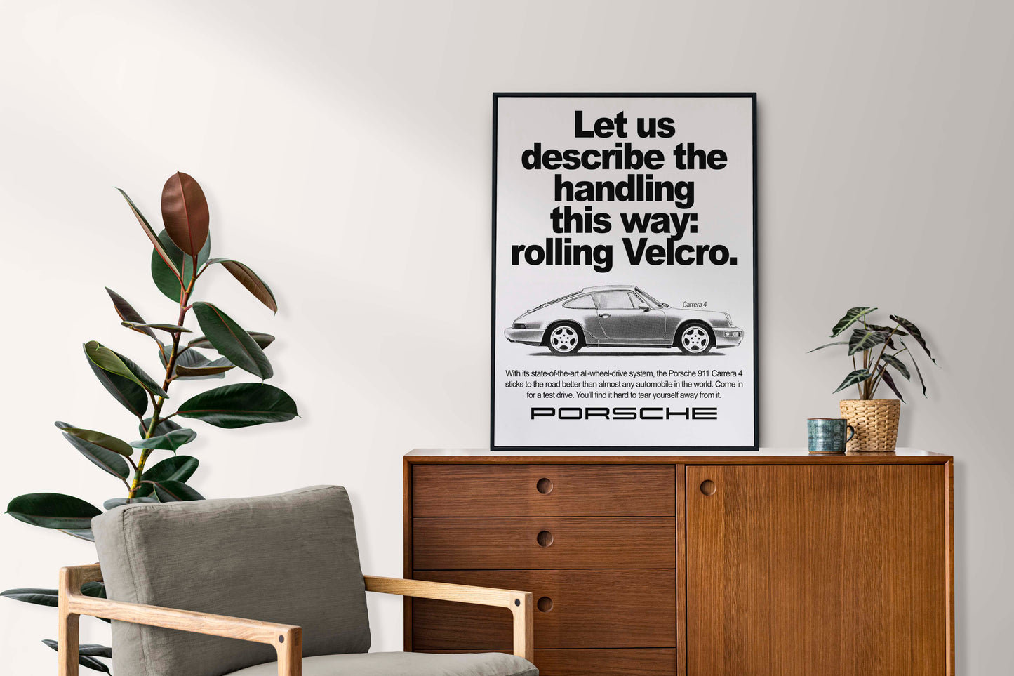 Porsche "Let Us Describe The Handling This Way: Rolling Velcro" Poster