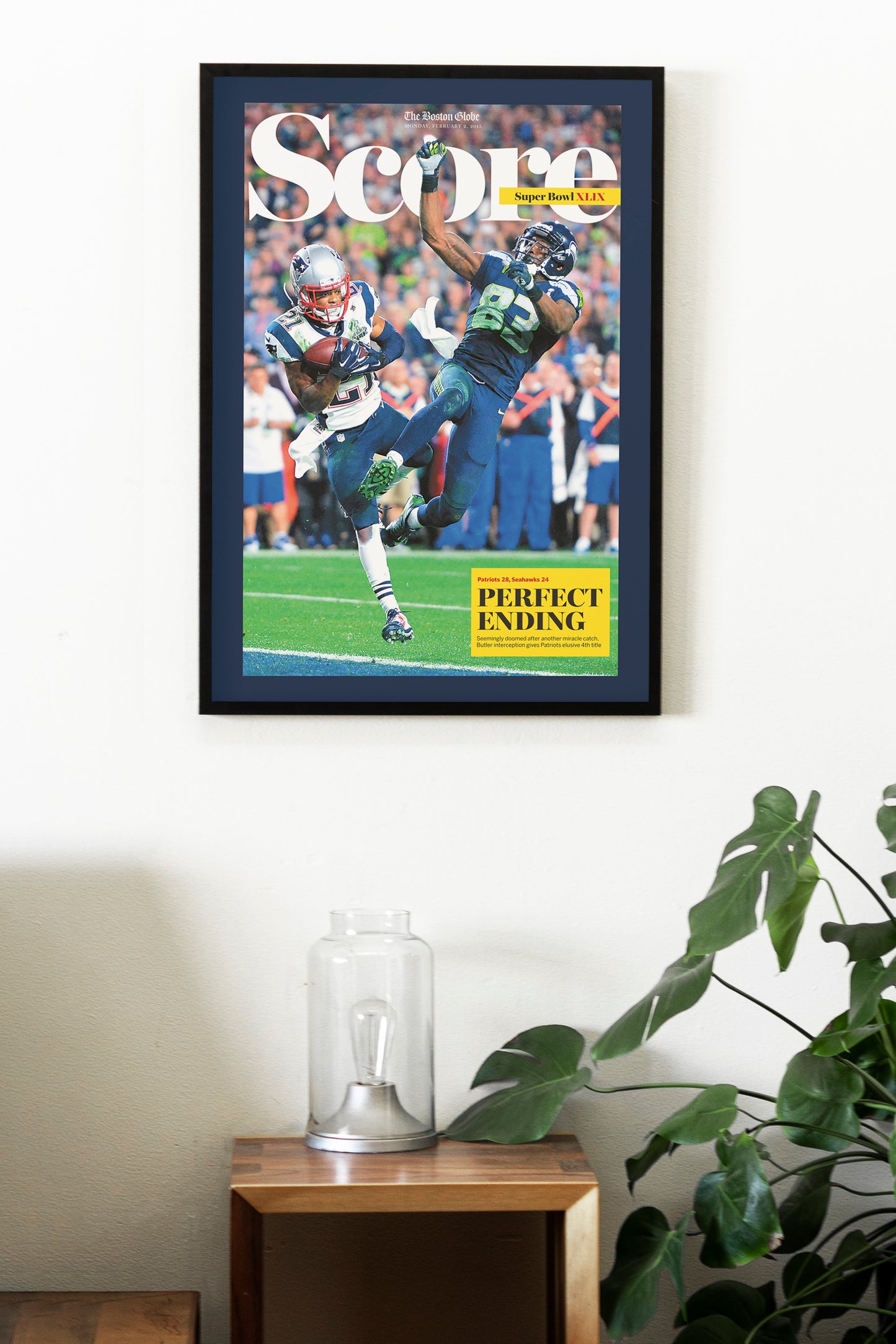 New England Patriots 2015 Super Bowl NFL Champions Front Cover The Boston Globe Newspaper Poster