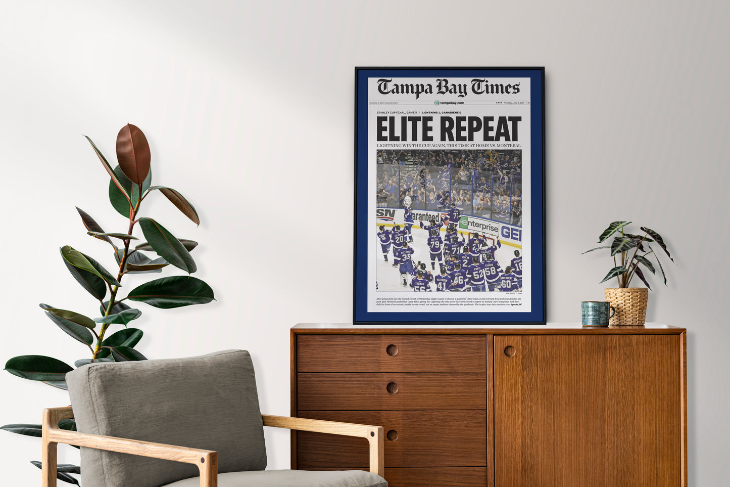 Tampa Bay Lightning 2021 NHL Stanley Cup Champions Front Cover Tampa Bay Times Poster