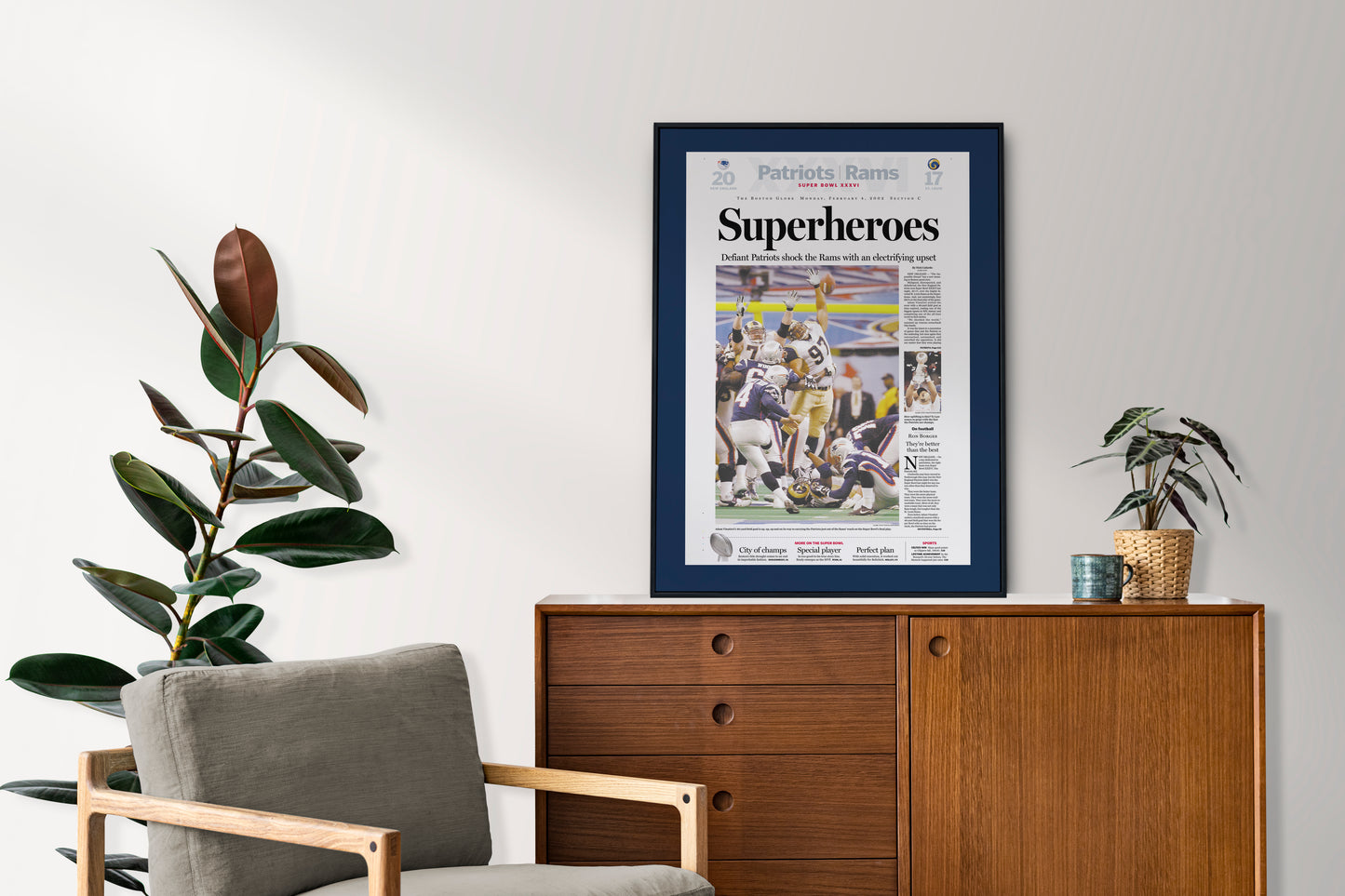 New England Patriots 2002 Super Bowl NFL Champions Front Cover The Boston Globe Newspaper Poster