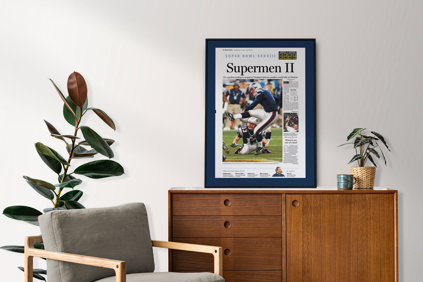 New England Patriots 2004 Super Bowl NFL Champions Front Cover The Boston Globe Newspaper Poster