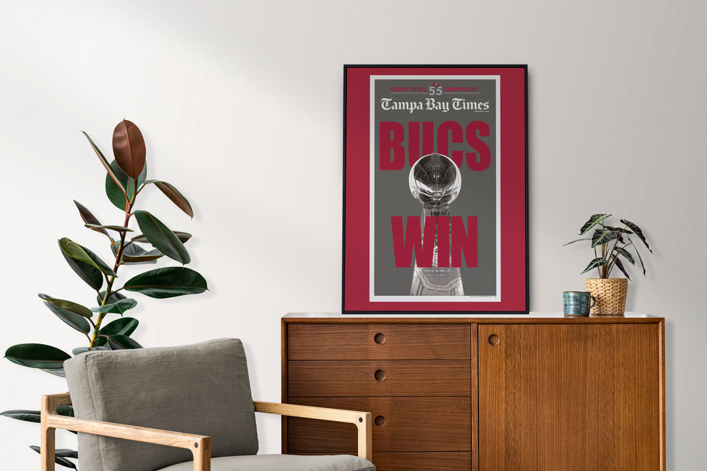 Tampa Bay Buccaneers 2021 Super Bowl NFL Champions Front Cover Tampa Bay Times Newspaper Poster