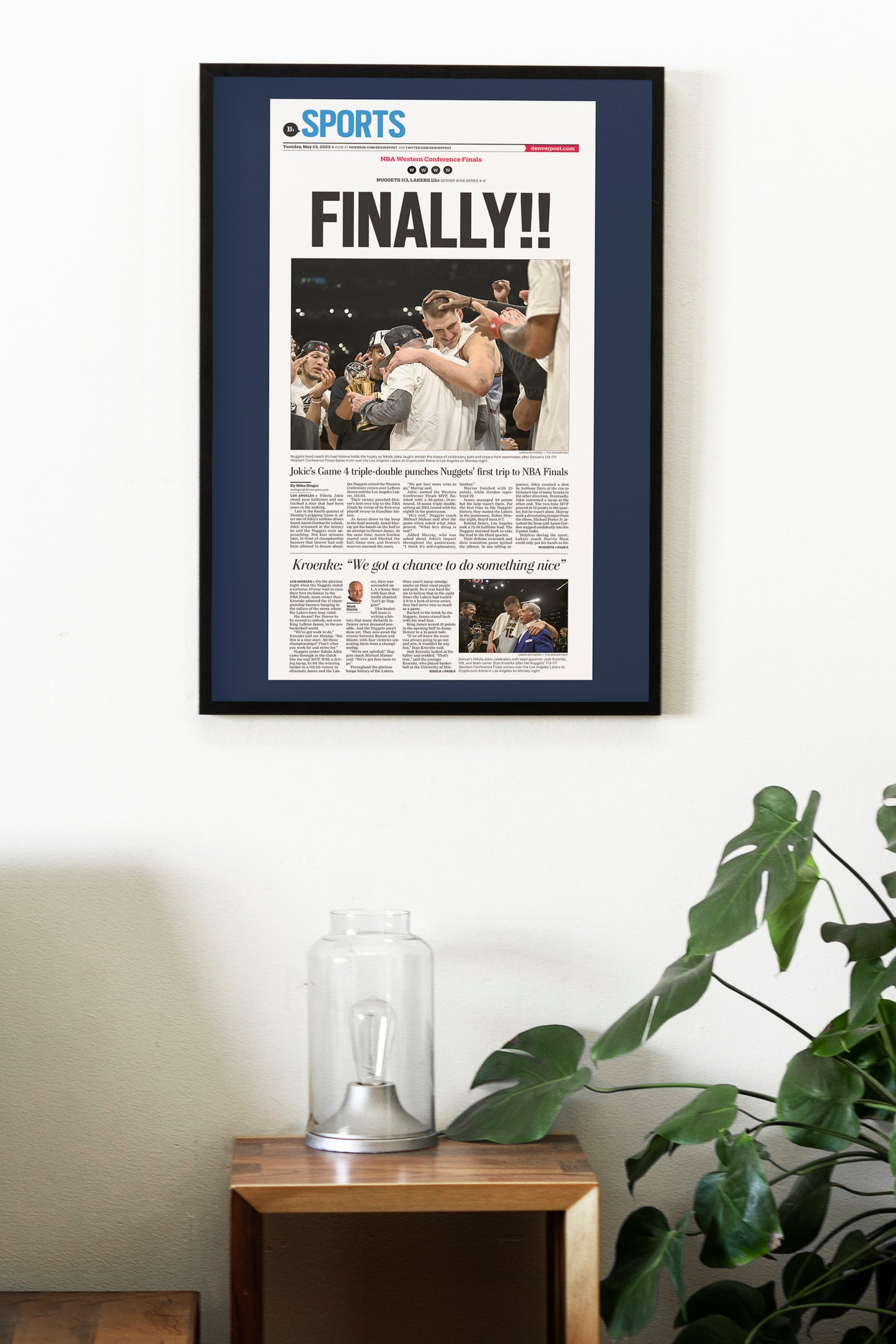 Denver Nuggets 2023 Western Conference Champions NBA Playoff Front Cover The Denver Post Poster