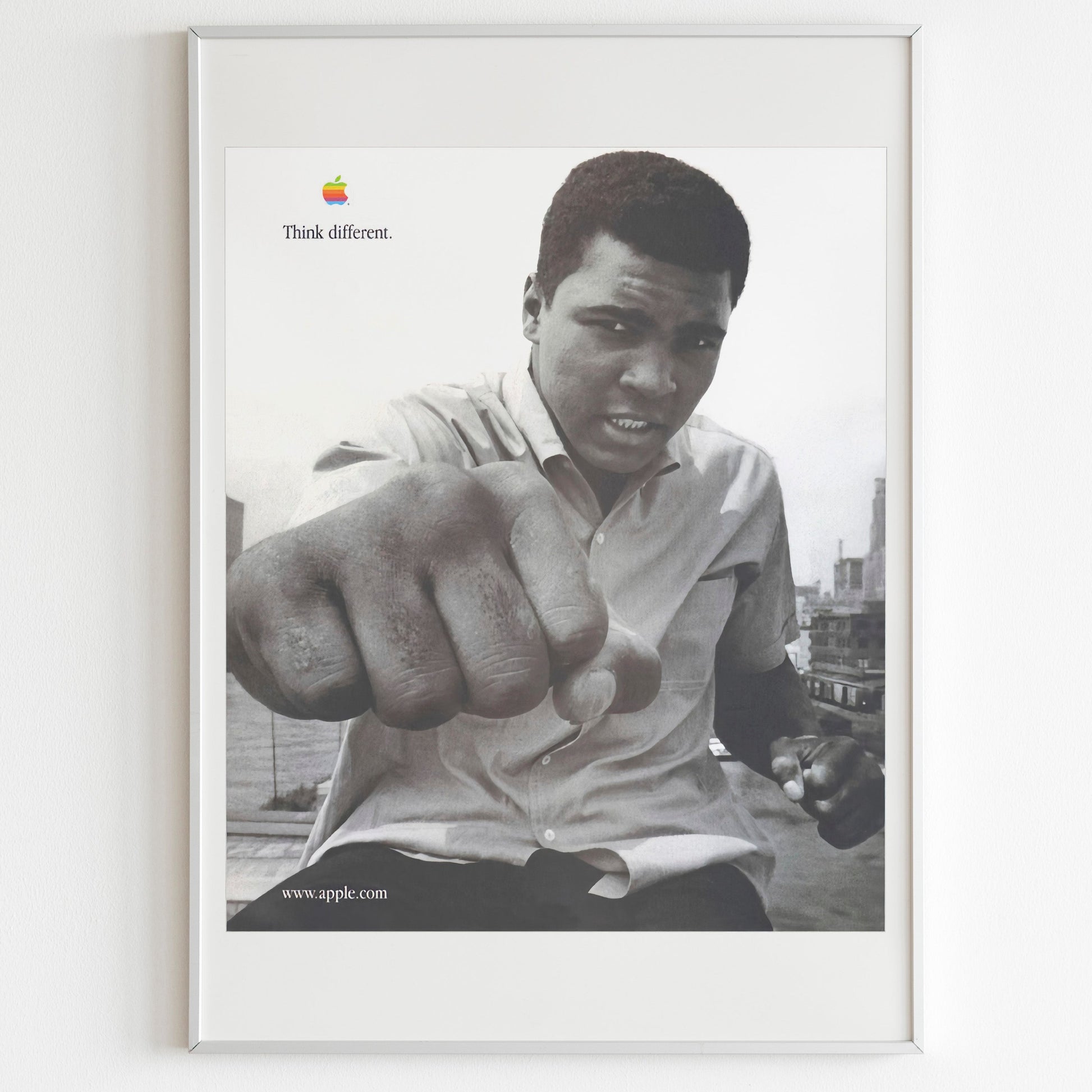 Apple Muhammad Ali "Think Different" Advertising Poster, 90s Retro Style Print, Vintage Wall Art, Magazine Retro Advertisement