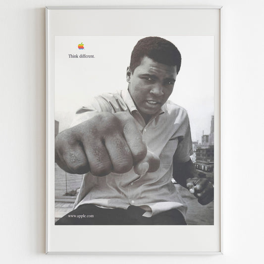 Apple Muhammad Ali "Think Different" Advertising Poster, 90s Retro Style Print, Vintage Wall Art, Magazine Retro Advertisement