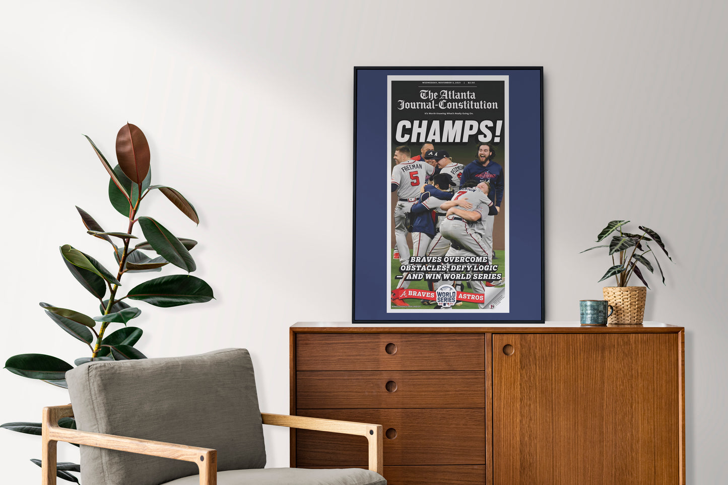 Atlanta Braves 2021 World Series MLB Champions Front Cover Atlanta Journal Constitution Poster