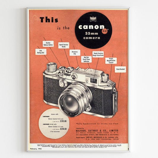 Canon Advertising Poster, 70's Style Print, Ad Wall Art, Vintage Design Advertisement, 60s Magazine Ad Retro Poster