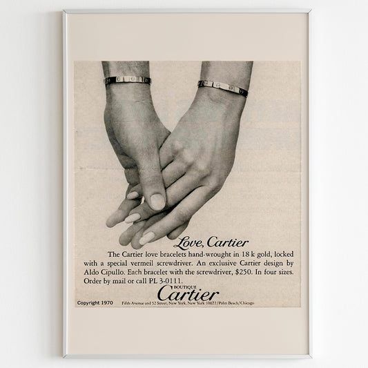 Cartier Advertising Poster, 70's Style Print, Ad Wall Art, Vintage Design Magazine, Ad Retro Advertisement, Luxury Fashion Poster