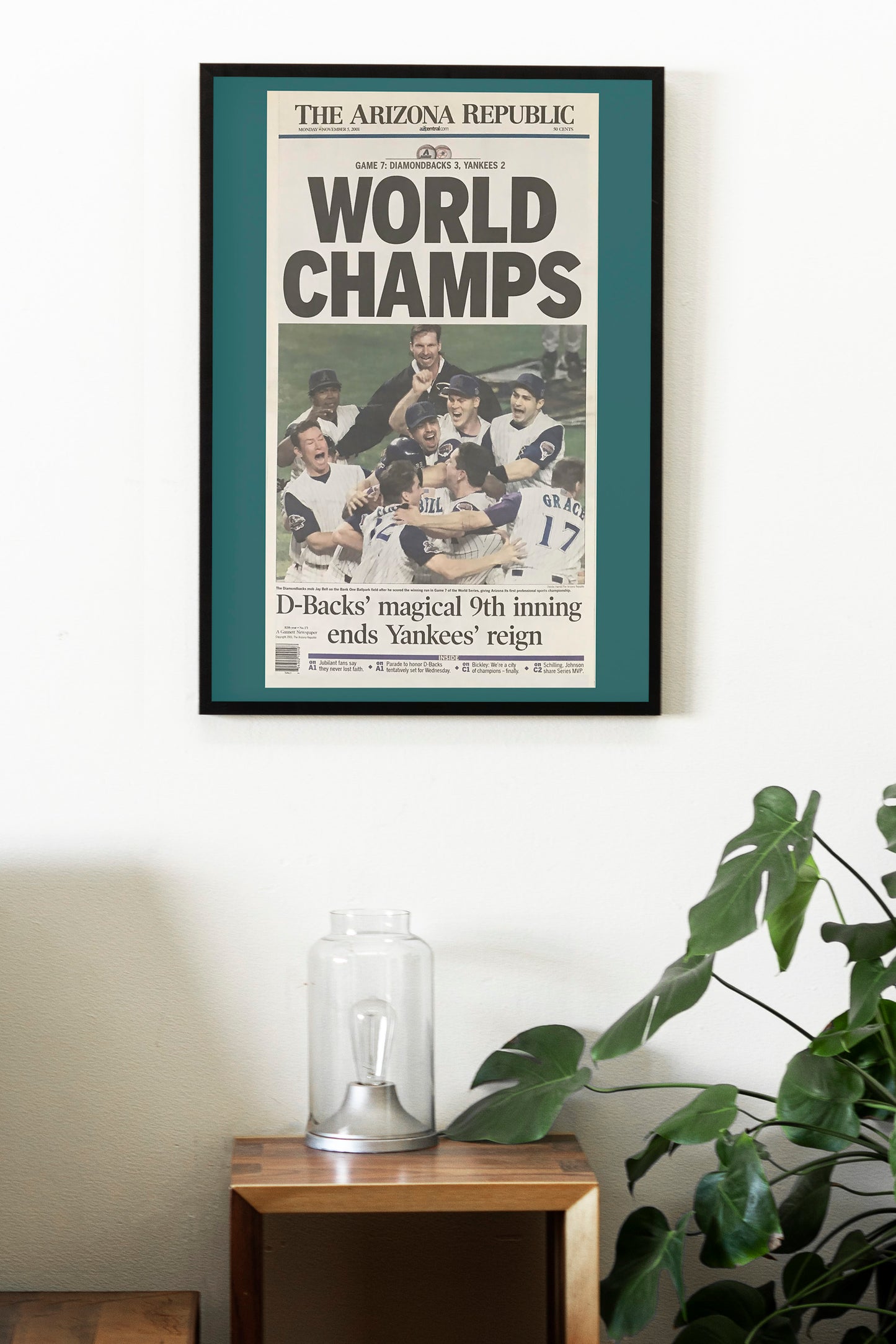Arizona Diamondbacks 2001 World Series MLB Champions Front Cover The Arizona Republic Newspaper Poster