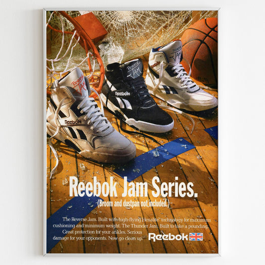 Reebok Jam Series Advertising Poster, 90s Style Shoes Print, Vintage Basketball Ad Wall Art, Magazine Retro Advertisement