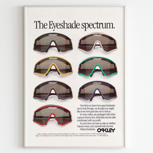 Oakley Advertising Poster, 90's Style Print, Ad Wall Art, Vintage Design Magazine, Ad Retro Advertisement, Sunglasses Poster Eyeshade