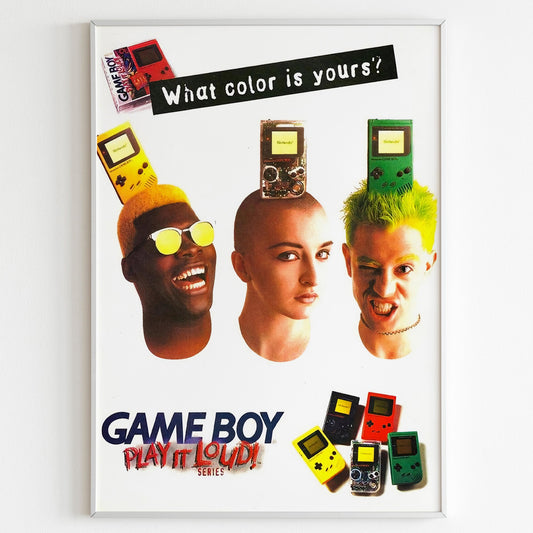 Game Boy Nintendo Advertising Poster, 90's Style Print, Gameboy Ad Wall Art, Vintage Design Magazine Ad Retro Advertisement