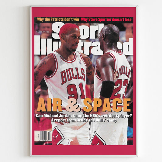 Michael Jordan and Dennis Rodman Chicago Bulls 90's Front Cover Sport Illustrated Poster, NBA Basketball Team Print, Newspaper Front Page