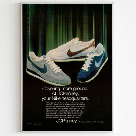 Nike Monterey Advertising Poster, 90s Style Shoes Print, Vintage Ad Wall Art, Magazine Retro Advertisement
