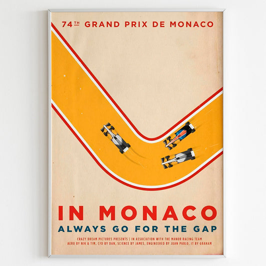 Grand Prix of Monaco Advertising Poster, Formula 1 Style Print, Ad Wall Art, Vintage Racing Retro F1 Design Adverisement