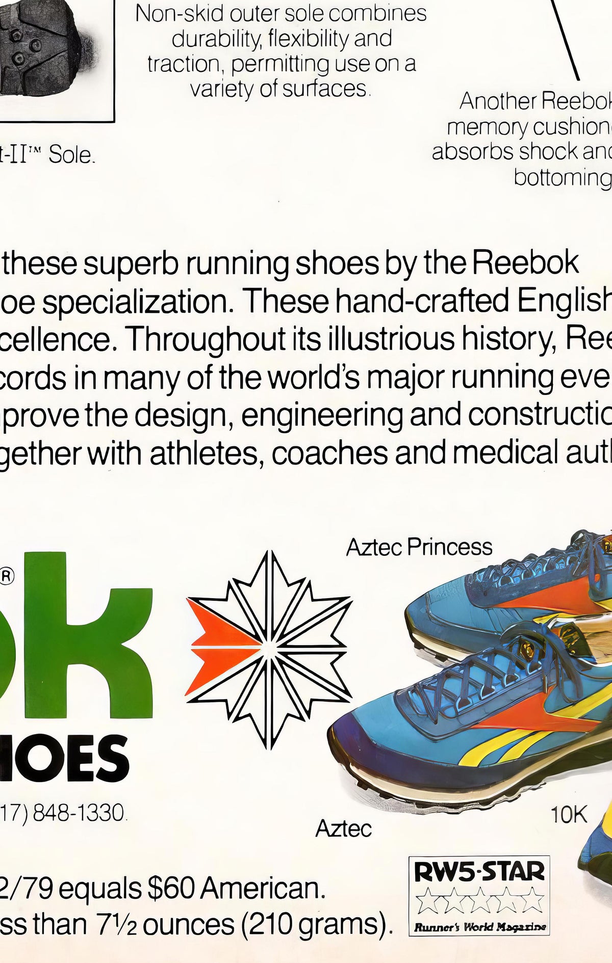 Aztec Advertisement Reebok Aztec Advertising Poster, 80s Style Shoes Print, Vintage Running ...