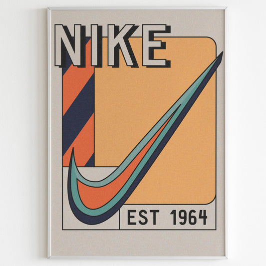 Nike Swoosh Advertising Poster, 90s Style Shoes Print, Vintage Ad Wall Art, Magazine Retro Advertisement, Swoosh Logo Poster